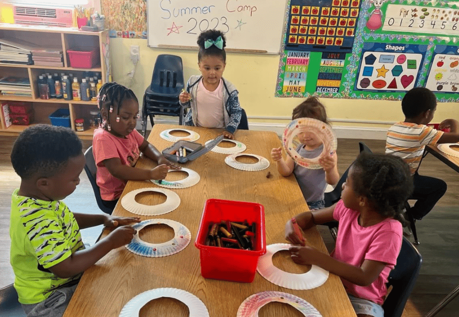 Children Creating Art at the table