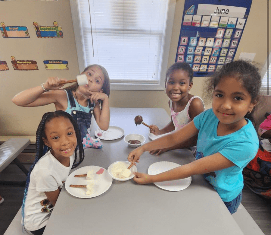 Students Making Marshmellow Crafts